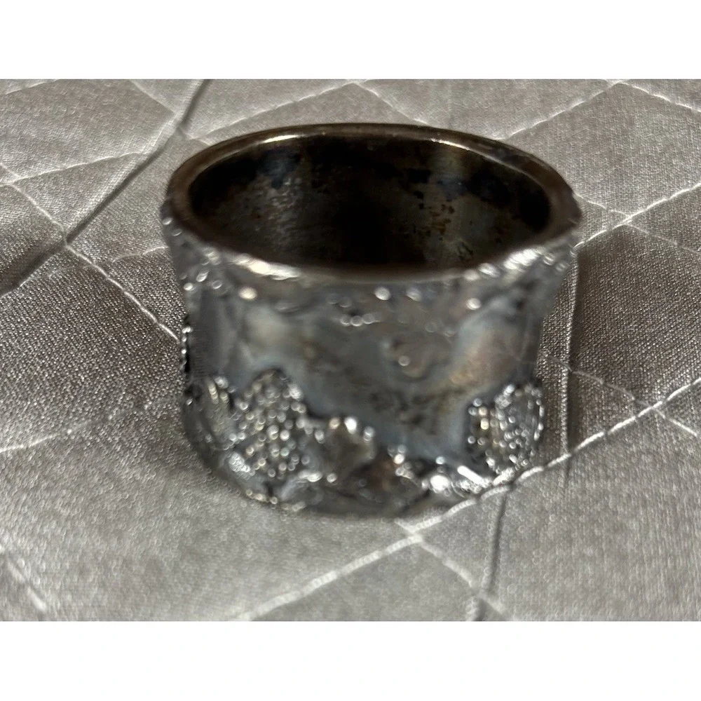 Antique Silverplate Grape Leaf Napkin Ring Victorian Table‎ Decor Vineyard